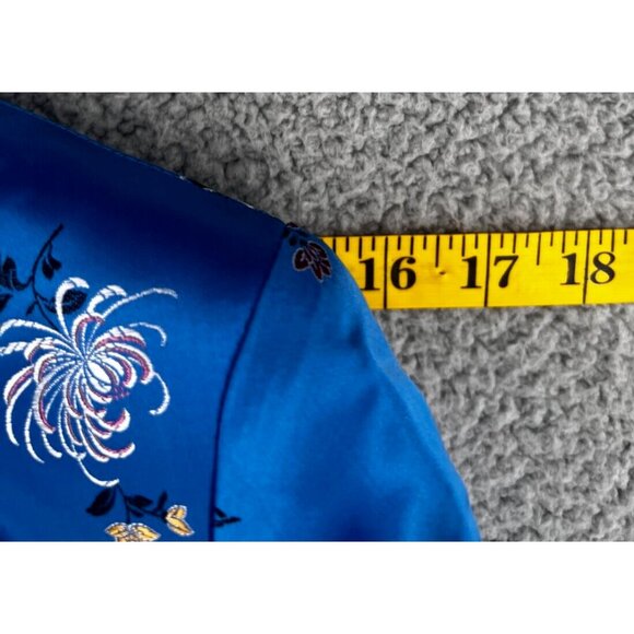 Vintage Women's Blue Black Reversible Satin Pankou Asian Blazer Size Large - Picture 3 of 12